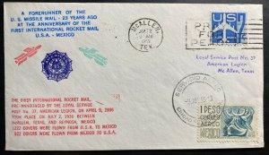 1959 McAllen USA Airmail cover To Reynosa Mexico Rocket Mail Flight 23 Year Anni