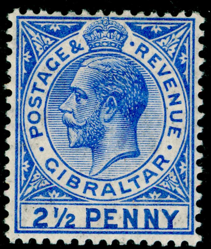 GIBRALTAR SG79a, 2½d deep brt blue, NH MINT. Cat £300.