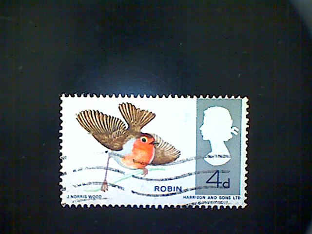 Great Britain, Scott #463, used (o), 1966, Birds Set, Robin, 4d