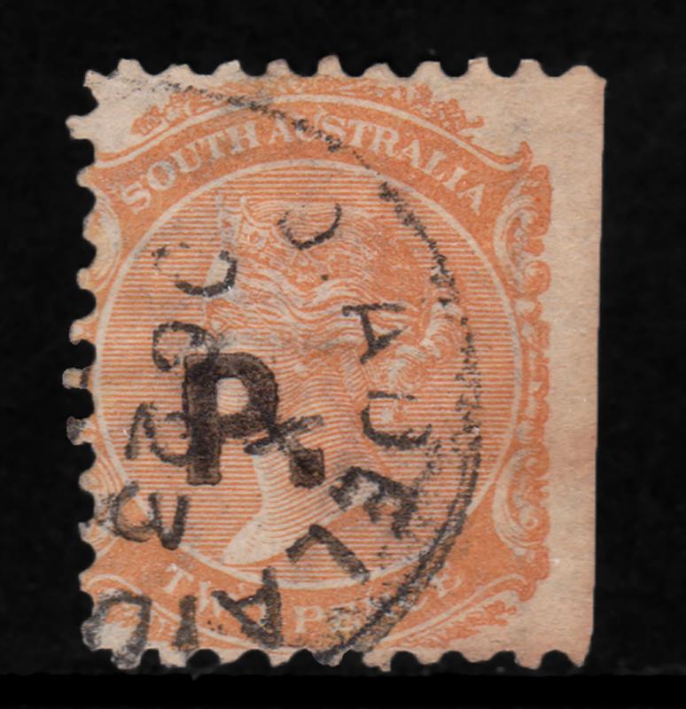 SOUTH AUSTRALIA DEPARTMENTAL STAMPS 2d orange-red W/ P. (Police) Ovrprntd RARE