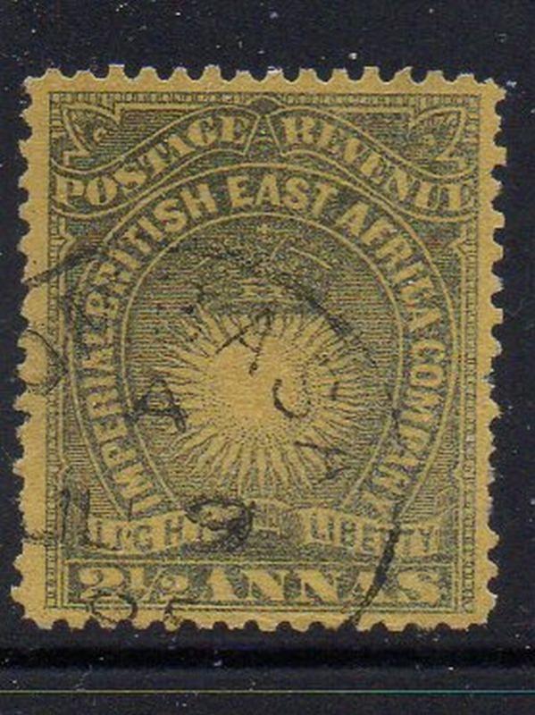 British East Africa Sc 17 1891 2 1/2 Anna Sun & Crown stamp used