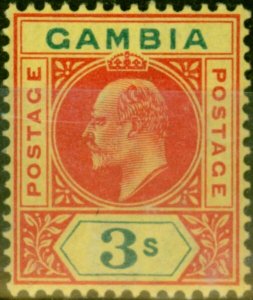 Gambia 1905 3s Carmine & Green-Yellow SG56 Fine LMM 
