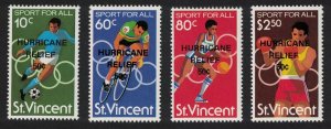 St. Vincent Football Cycling Boxing Basketball 'HURRICANE RELIEF 50c' 4v 1980