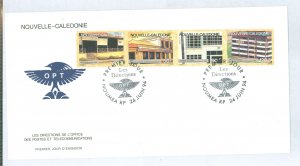 New Caledonia 691 1994 New post offices (strip of four) on an unaddressed cacheted first day cover.