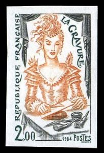 France, 1950-Present #1932 (YT 2315) Cat€14, 1984 Engraving, imperf. single...