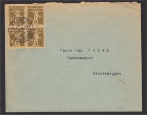 SWITZERLAND, 2-1/2 C BLOCJK OF 4 1928 ON COVER