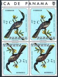 Panama 478 tete-beche block/4. Michel 989. Birds 1967. New World Anhinga.