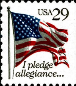 2593 29c Flag Single Straight Edge at Left & Bottom