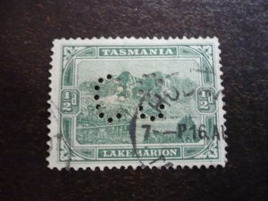 Stamps - Tasmania - Scott# 94 - Used Part Set of 1 Stamp - Perfin Official