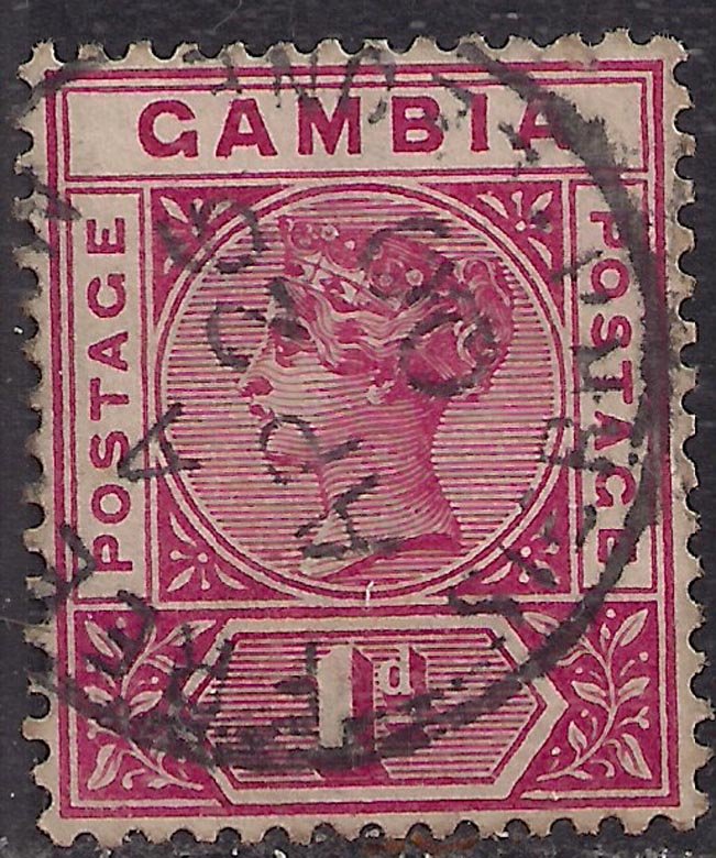 Gambia 1898 - 02 QV 1d Carmine used SG 38 ( J1080 )