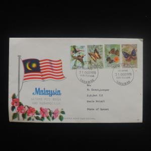 ZS-Y074 BUTTERFLIES - Malaysia, 1970, Fdc, Flag, Great Franking Cover