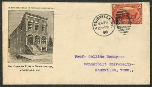 USA #286 STAMP LOUISVILLE KENTUCKY DR. CURRAN POPE SANITARIUM MEDICAL COVER 1898