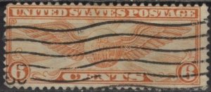US C19 (used) 6¢ winged globe, dull orange (1934)