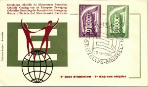 Belgium 1956 FDC - Official Cover of the European Movement - F12378