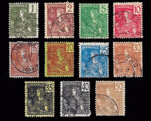 Indochina 1906 Sc 24-35 Used