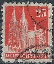Germany 648 (used) 25pf Cologne Cathedral, vermilion (1948)