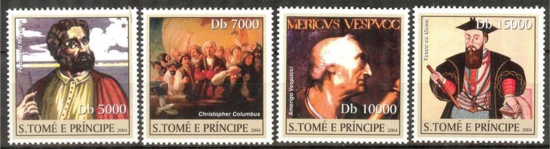 Sao Tome and Principe 2004 Great Navigators ships Columbus Magellan set 4 MNH