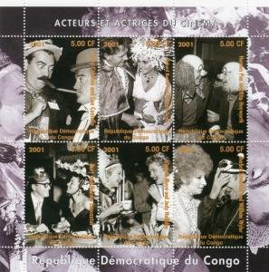 Congo 2001 AMERICAN ACTRESSES & ACTORS Sheet Perforated Mint (NH)