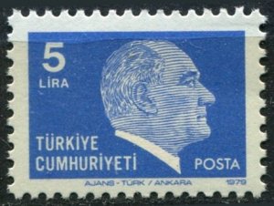 Turkey Sc#2132 MNH, 5L ultra & gray, Ataturk, Definitive (1979-1981) (1979)