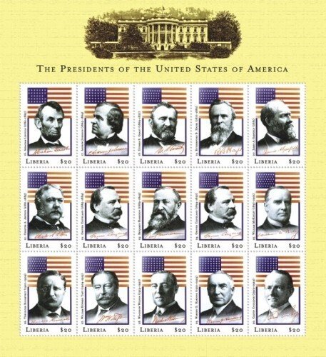 Liberia 2009 - Presidents Lincoln - Coolidge - Sheet of 15 Stamps Scott #2568
