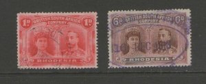 Rhodesia 1910 Sc 102,108 FU