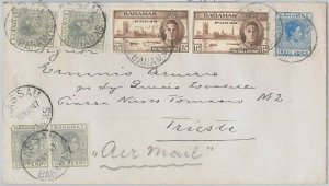 56284  - BAHAMAS -  POSTAL HISTORY - 10 p rate on COVER to Trieste ITALY 1947
