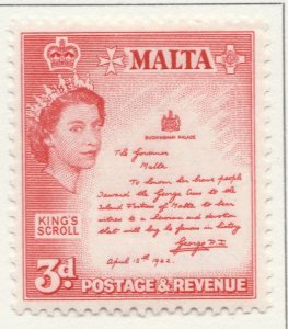 1956 British Dominion MALTA 3d MH* Stamp A28P47F30377-