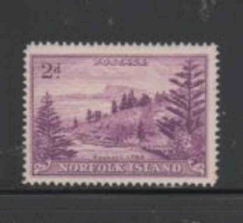 NORFOLK ISLAND #4 1947 1 2p VIEW OF BALL BAY MINT VF LH O.G