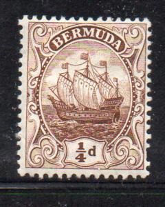 Bermuda Sc 40 1912 1/4d brown Caravel stamp mint