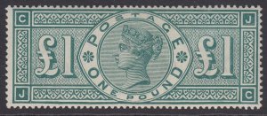 SG 212a £1 green variety ‘JC’ frame break. A superb unmounted mint example...