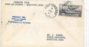 20598 - HAITI   -  POSTAL HISTORY - 1ST Flight COVER  Port-au-Prince yo Nuevitas