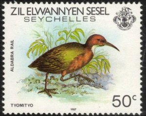 ZIL ELWANNYEN SESEL 1987 50c Aldabra Rail, 1987 Imprint; Scott 99; MNH