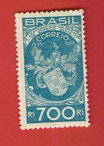 BRAZIL SCOTT#413 1935 700r COAT OF ARMS - MH