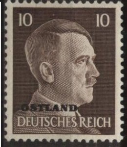 Russia N29 (old N17) (mh) 10pf Hitler, dl brn, ovptd “Ostland”, engr. (1941)