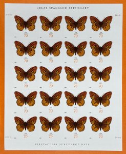 4859 GREAT SPANGLED FRITILLARY Pane of 20 US 70¢ Stamps MNH 2014