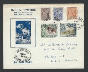 Cyprus Registered cover to new burg N.Y.  used SC 168-172