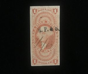 R75a Imperforate, 1865 cancel, 4 margins, Scott CV $100