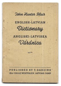English-Latvian Dictionary Displaced Persons J.H Blair Post World War II Germany