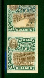 LIBERIA 1906 $5.00 Executive Mansion High Value PLATE PROOF on CARD Sc 113