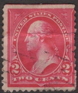 Scott 251, used 1894 2c Washington, carmine,small flaws