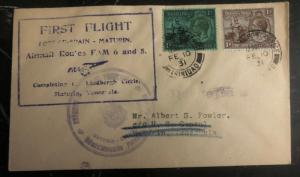 1931 Port Spain Trinidad First Flight Cover FFC To Maturin Venezuela FAM 6 1