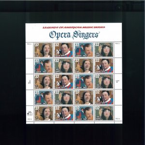 United States 32¢ Legends Opera Singers Postage Stamp #3154-57 MNH Full Sheet