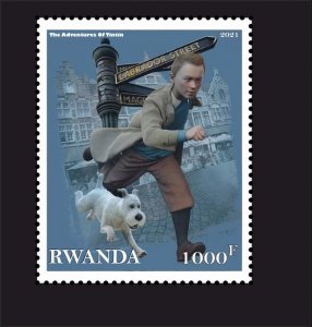 Stamps. The Adventures of Tintin, Rwanda 2022 year ,1 stamps perforated