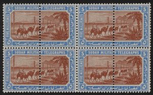 SUDAN 1898 Military Telegraph 2-part set 5m-25Pi, blocks MNH **. 