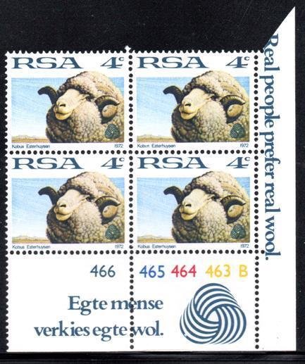 South Africa - 1972 Definitive 4c Plate Block Pane B MNH** SG 310