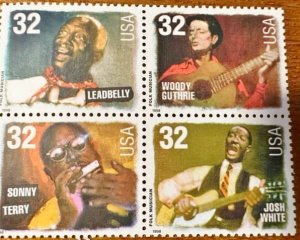 US # 3215a Folk Musicians Block of 4 1998 32c Mint NH
