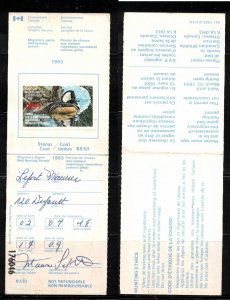 CANADA Scott # FWH9 Used On Hunting Licence b