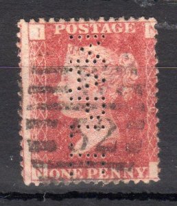 PENNY RED PLATE 196 WITH 'MAPLE' PERFIN