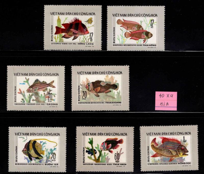 North Viet Nam Scott 831-838 short Fish set  7/8  40xu short 835