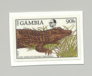 Gambia #721 Crocodile, Reptiles 1v Imperf Chromalin Proof on Card